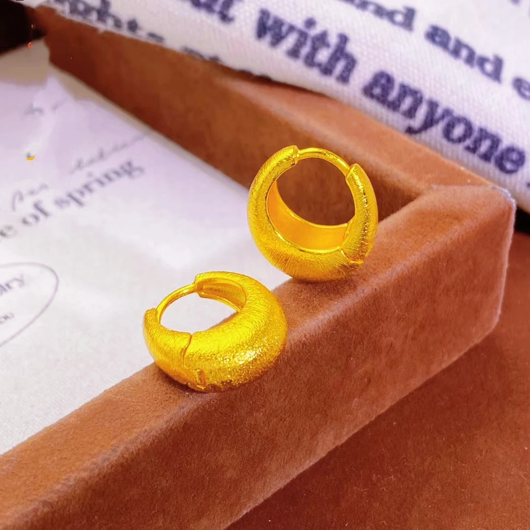 

Минималистичные матовые серьги-кольца C-образной формы для женщин, 24K золото AU999, элегантные и придающие очарование.