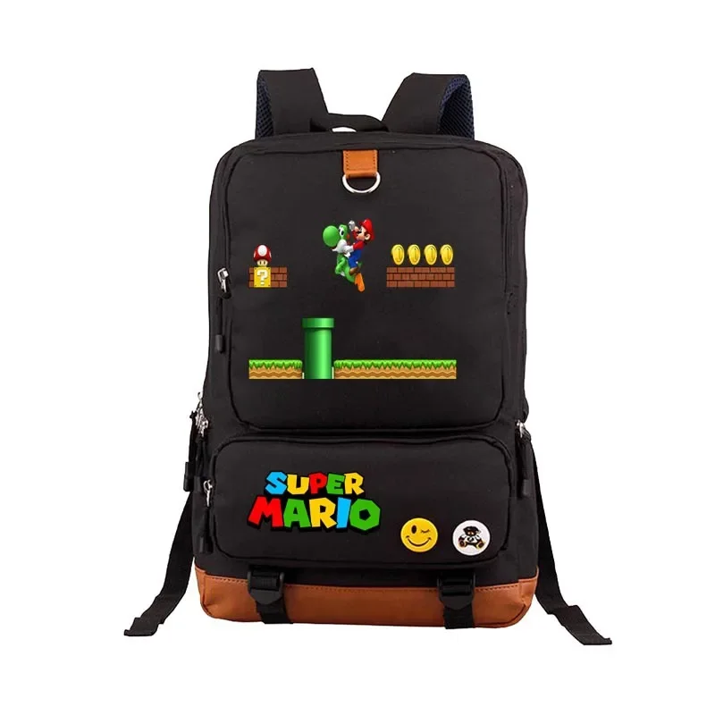 Game Super Mario Mario Backpack Student School Bag Youth Backpack Elementary and Middle School Students Casual Backpack