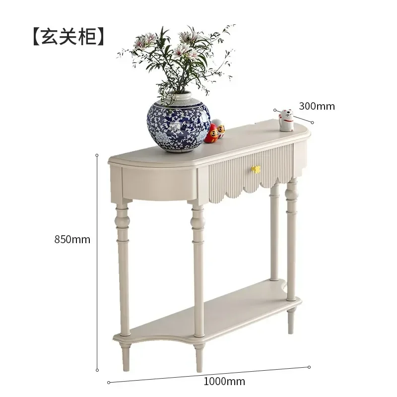 French retro solid wood porch cabinet American porch table living room side cabinet corridor aisle storage cabinet side table