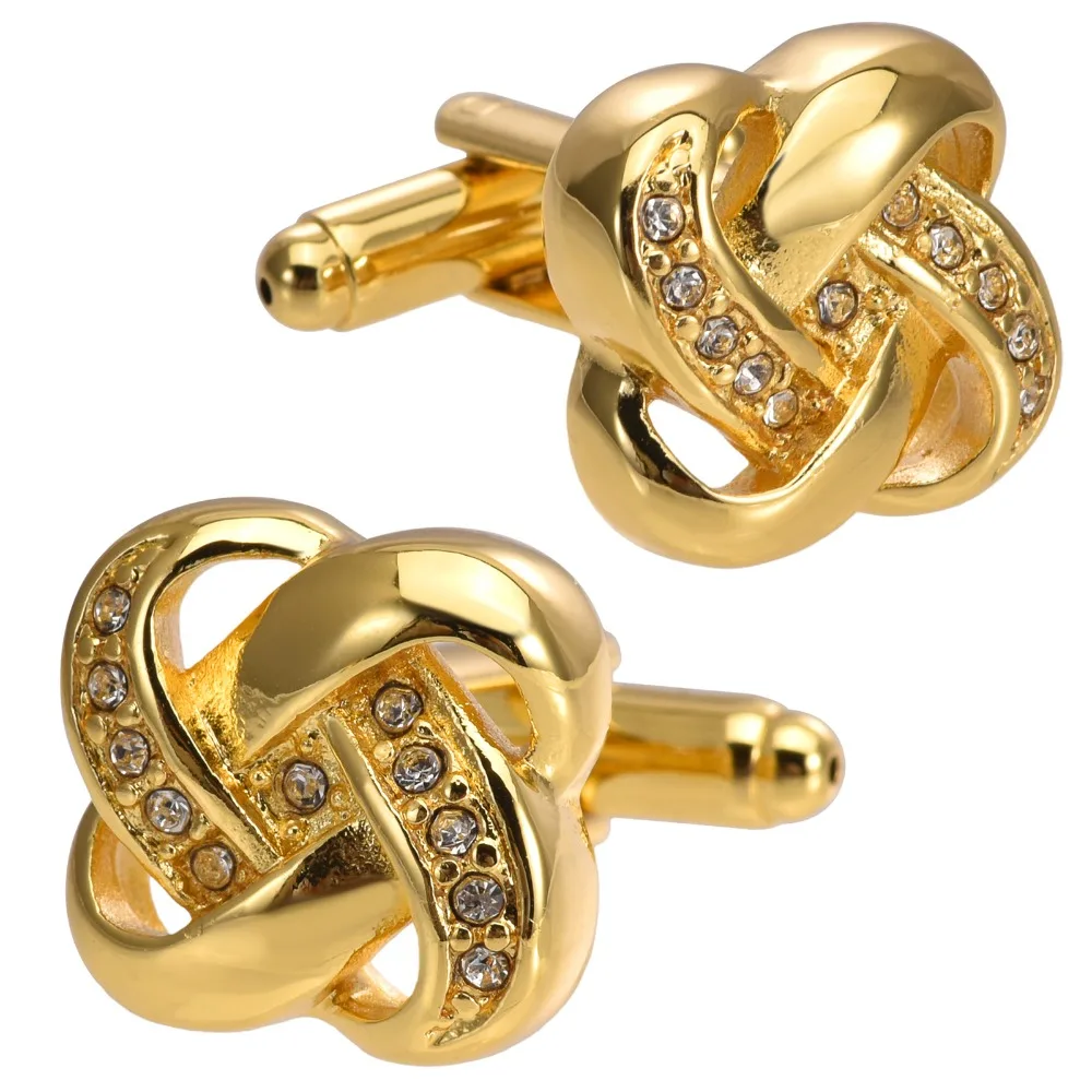 Gilded Twisted Fried Dough Twists Rhinestone Cufflink Floral Modeling Men's and Women's French Shirt Sleeve Nail Accessories