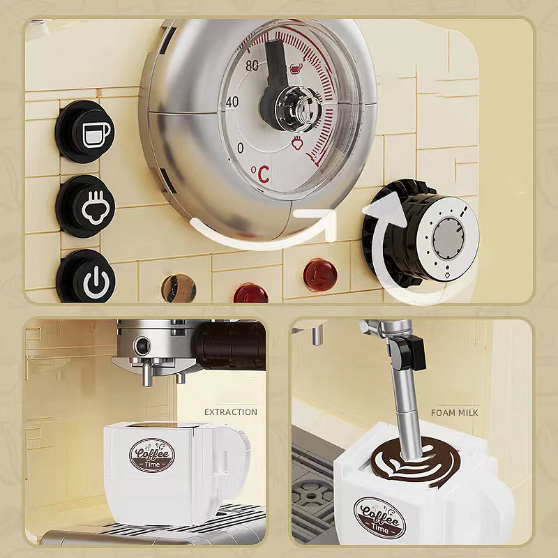 678PCS Creative Series Classic Coffee Maker Building Blocks Automatic Drink Machine Model Bricks Toys Gift For Children Kids