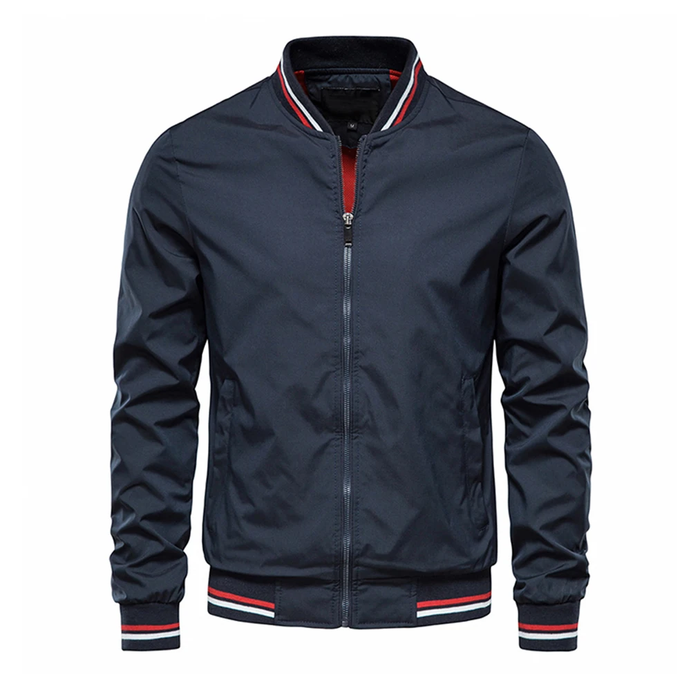 Chaqueta Bomber de béisbol para hombre, chaquetas ajustadas, informales, negras, de alta calidad, a la moda, primavera, verano, otoño