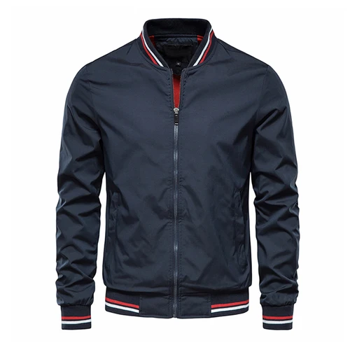 Imagen 2 del producto Chaqueta Bomber de primavera y verano para hombre, chaquetas de béisbol ajustadas informales negras para hombre, nuevas chaquetas de moda de otoño de alta calidad para hombre