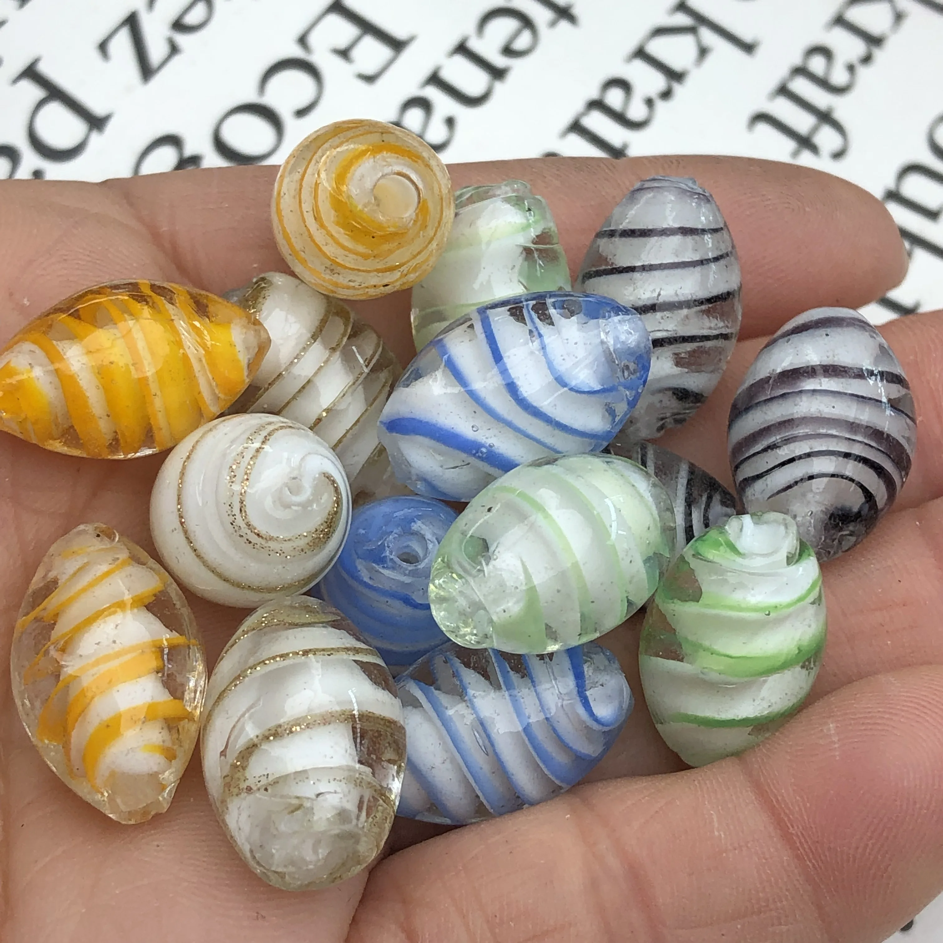 11x18mm Murano Oval Shape Stripes Clear Lampwork Crystal Glass Crafts Beads For Jewelry Making Diy Bracelet Accessories Findings