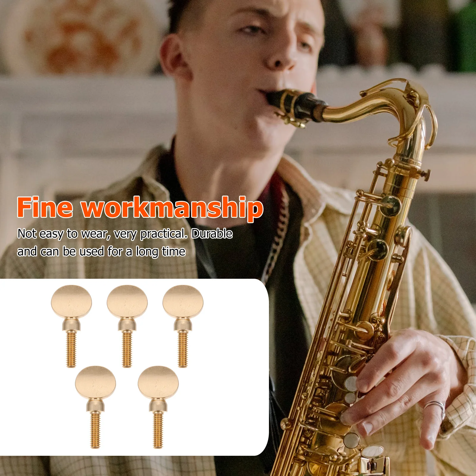 

5Pcs Sax Neck Screw Brass Lacquered Golden Durable Metal Saxophone Replacement Accessory Practical Saxophone Neck Screw
