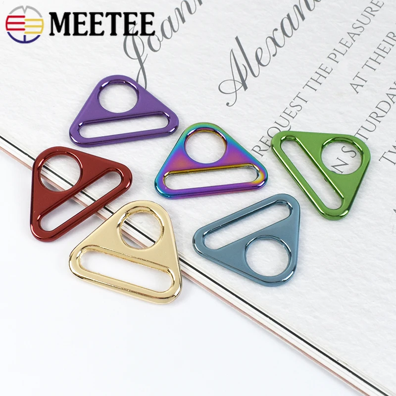 5/10/20Pcs Meetee 25mm Metal Triangle Ring Buckle Backpack Strap Slider Adjuster Clasp Bag Chain Anti-slip Hook Sewing Accessory