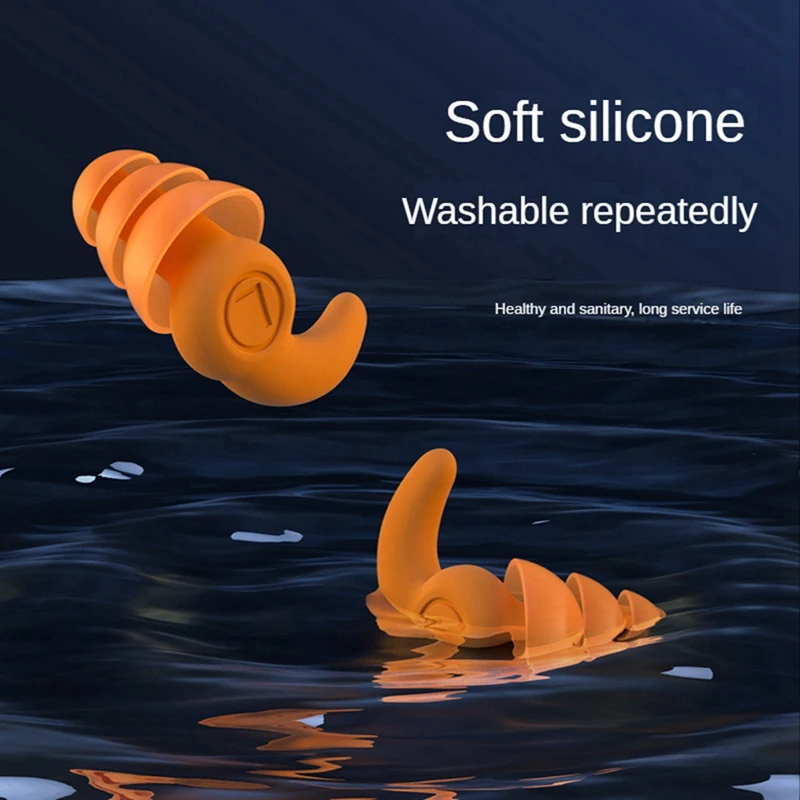 Tappi per le orecchie in Silicone da 3 paia, tappi per le orecchie da nuoto impermeabili per adulti, tappi per le orecchie da nuoto in Silicone riutilizzabili