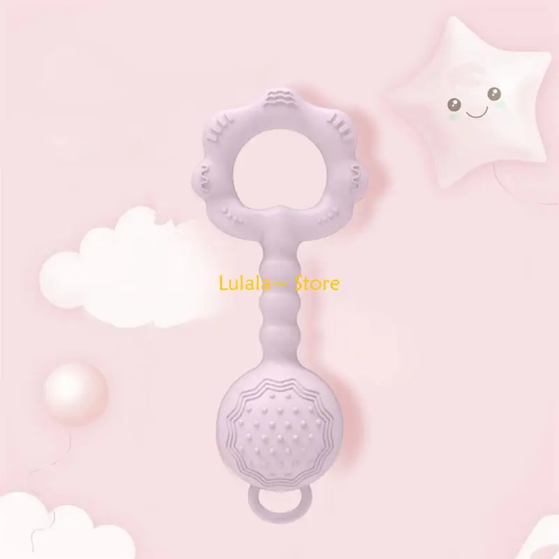 

Y4QA Soothing Toy Rattles Silicone Rattle Toy Baby Teether Newborn Infant Toddlers Educational Toy Nursing Teether Pacifier