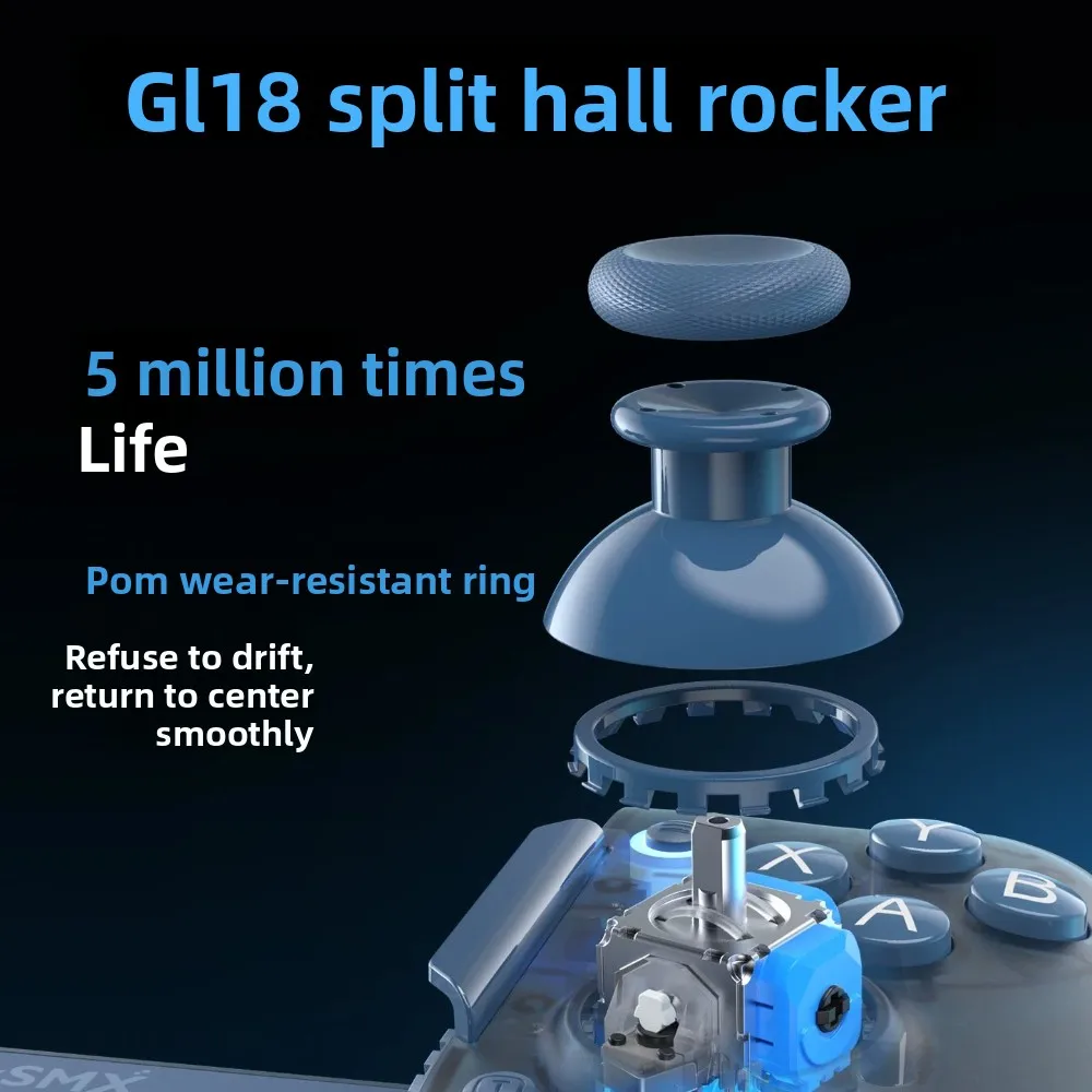 Easysmx M20 Wujie Bluetooth Stretch Game Controller Customize Macro Keys Split Hall Effect Joysticks for Delta Genshin VALORANT