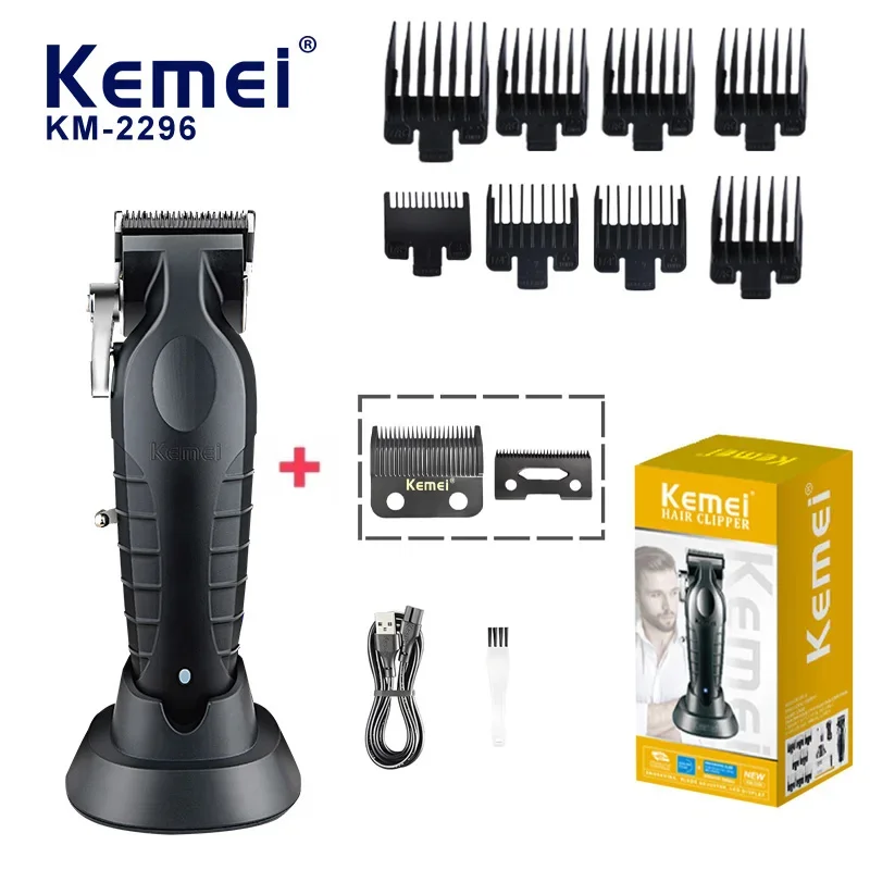 

Kemei KM-2296 Электрическая машинка для стрижки через границу с базой USB Масляная головка для гравировки Машинка для стрижки Парикмахерская Парикмахерская Триммер Kemei для мужчин