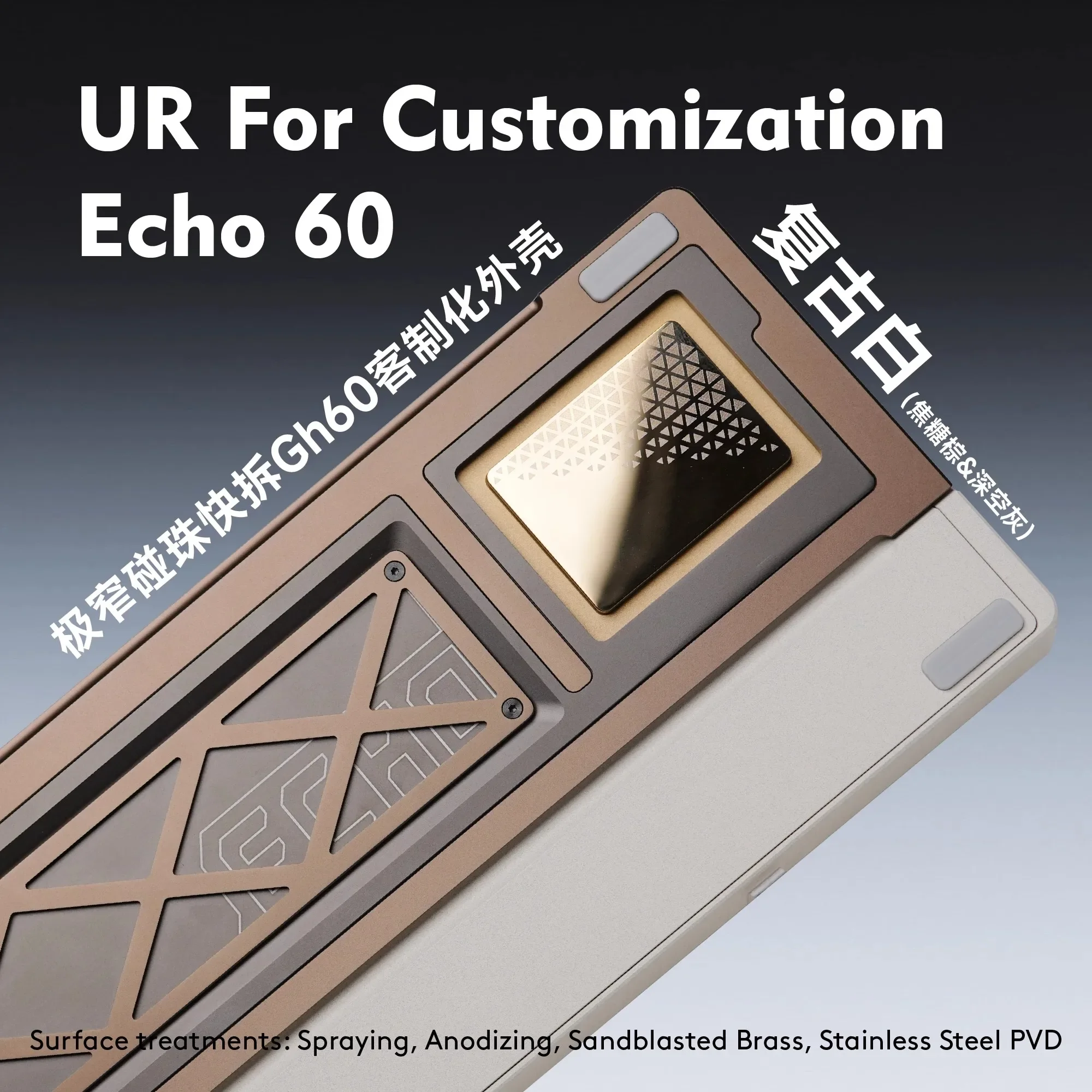 UR Studio Echo60 Mechanical Keyboard Case Aluminium Alloy Quick-release Structure Keyboard Shell For GH60 6 PC Gamer Gifts