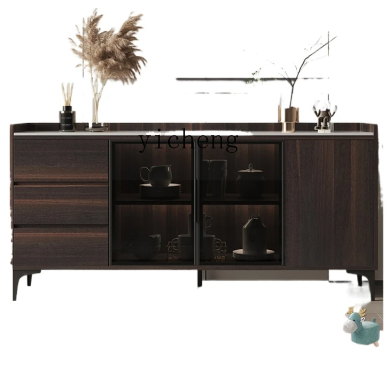 

Шкаф-сервант с каменными пластинами размером XL, шкафчик из цельной древесины, Роскошный дизайнерский винный шкаф для ресторана