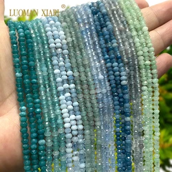 3x4MM Faceted Abacus Natural Stone Blue Chalcedony Aquamarine Jades Spacer Beads for Jewelry Making Diy Bracelet Accessories