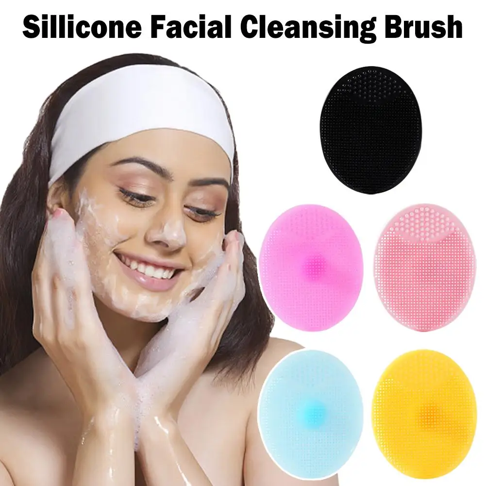 Soft Silicone Face Cleansing Brush Beauty Facial Washing Massage Pad Tool Deep Brushes Exfoliating Care Cleaning Face Black T0G5