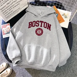 New Boston City Us Founded In 1630 Printed Plus Size Hooded Men Women Prevalent Hoodies American Style Sweatshirt Streetwear