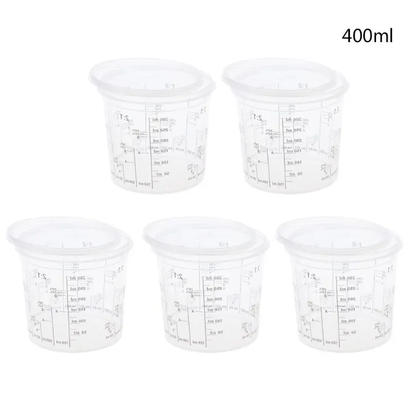 Disposable Plastic Mixing Cups For Paint Uv Resin Epoxy 400ml Measuring Ratios