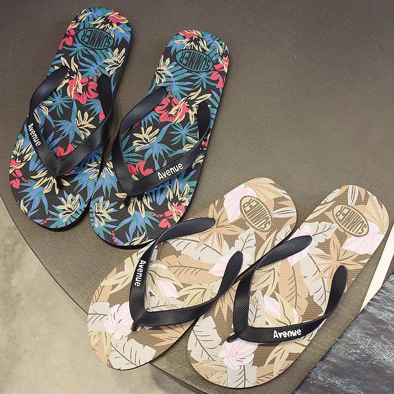 

Hawaii Print Slippers Men Flip Flops Beach Sandals Non-Slip Flat Shoes Casual Slipper Indoor House Shoes for Men Outdoor Slides