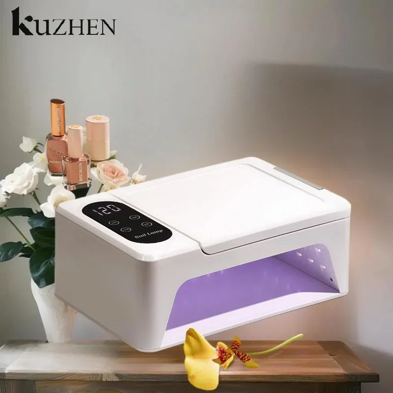 

Nail Polish Dryer Lamp Flip-top With Hand Pillow For Nails Art Two Hands Arm Rest Pillow 96Pcs Beads UV Led Nail Dryers Gel Lamp