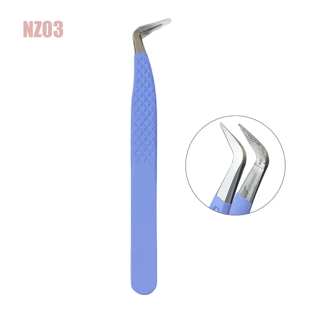 قطعة واحدة من ملاقط تمديد الرموش الوردية - من الفولاذ المقاوم للصدأ، أطراف قبضة من الألياف، عالية الدقة ومضادة للكهرباء الساكنة لفناني الرموش المحترفين