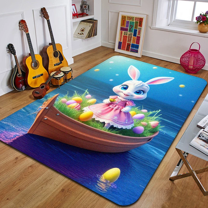 

C-Cartoon rabbit Printed Carpet Fashion Yoga Mat Non-Slip Carpet Bedroom Decoration Outdoor Carpet Bedroom Birthday Gift