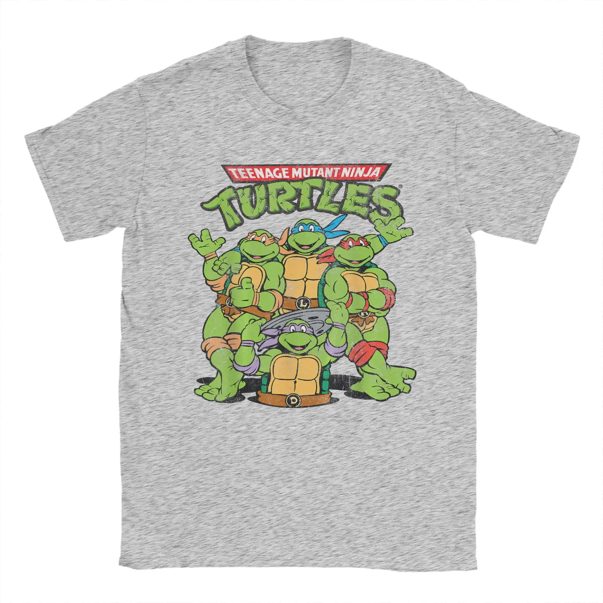 Fashion Ninja Turtles Classic Retro Logo T-Shirts Men Round Collar 100% Cotton T Shirts Short Sleeve Tees Plus Size Clothes