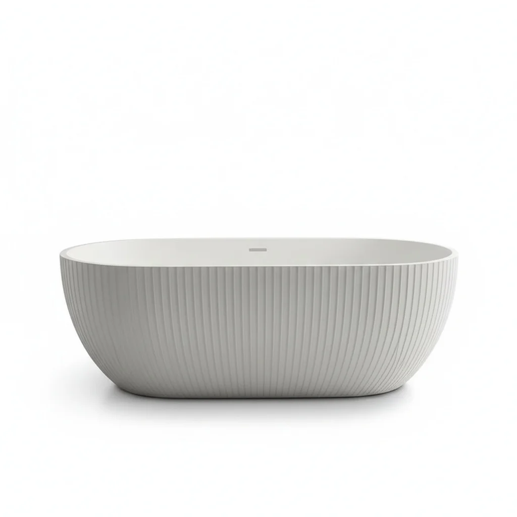 Soaking Bathtub, 1.8m/71inch Artificial Stone Freestanding Tub, White Eco-Friendly Modern Indoor Bathroom Tub, Premium Quality