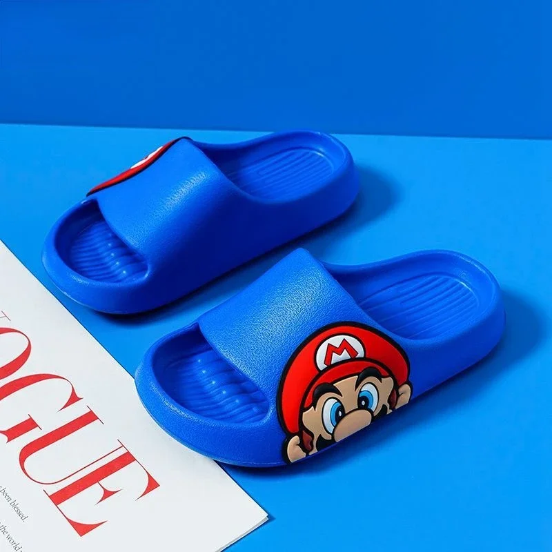 Super Mario Bros Children Slippers Anime Summer Non-Slip Home Bathroom Beach Kids Soft Slippers Cartoon Breathable Sandals Gift