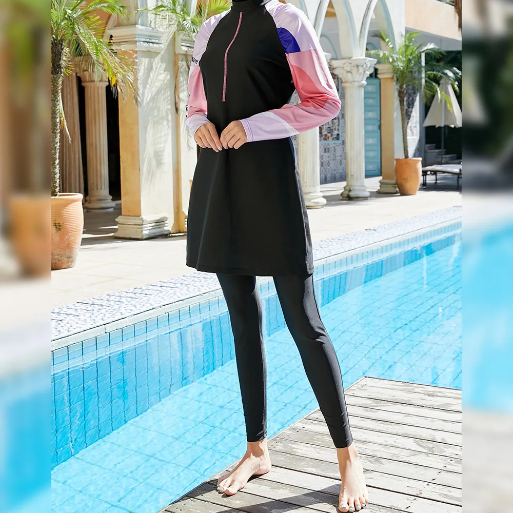 Muslim Swimwear Islamic Full Cover Modest Summer Beach Swim Wear Arab Women Beachwear Burkini Swimsuit Islamic Bathing Suit 3PCS