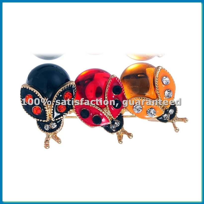 Ladybug Brooch Cute Insect Brooch Rhinestone Drip Oil Enamel Jewelry Gift A-ABFB