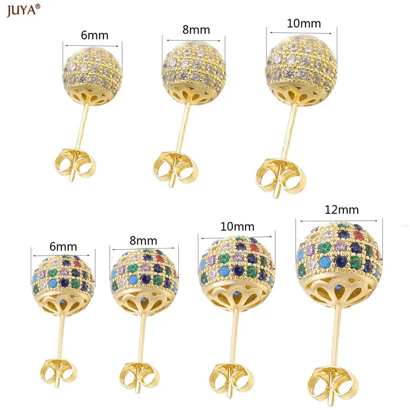 JUYA Ball Perlen Stud Ohrringe 6mm/8mm/10mm Zirkonia Strass Ohrringe Für Frauen Mädchen party Hochzeit Schmuck für Frauen – Detail 1