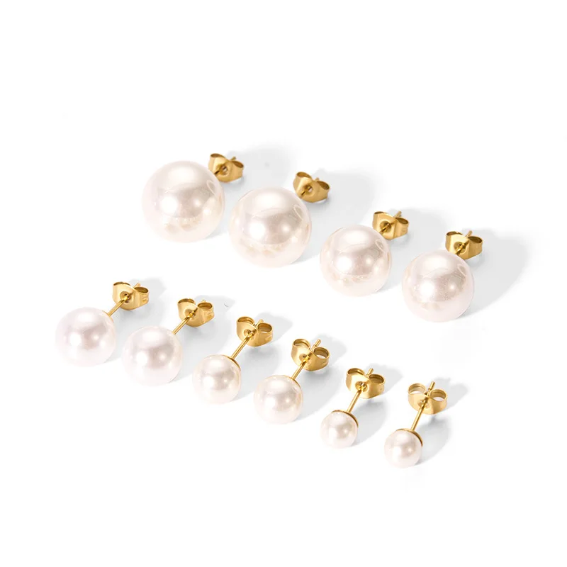 Fashion Imitation Pearl Stainless Steel 18k Gold Plated Korea Luxury Simple Stud Earring Women Jewelry Non Tarnished