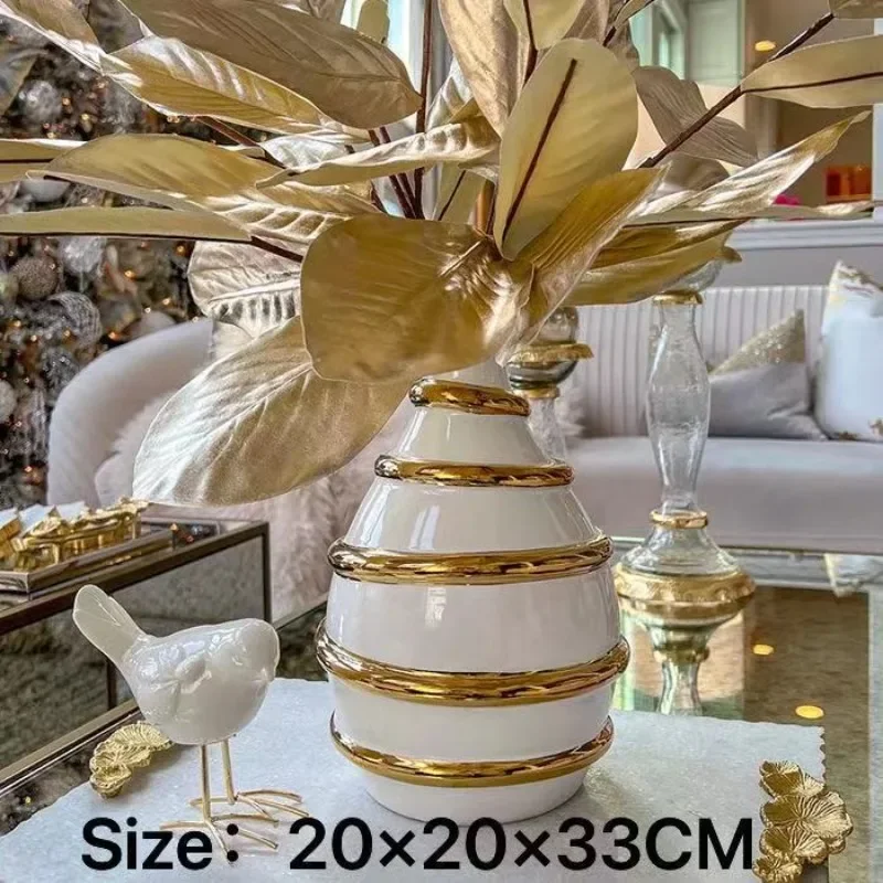 

Gold Ceramic Vase Round Hollow Plaid Flower Arrangement Accessories Flower Vase Home Furnishing Decoration Terrarium Vases Pots