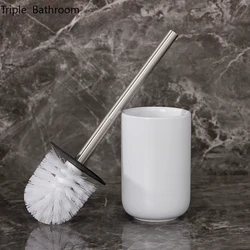Restroom White Ceramics Toilet Brush Quick Draining Clean Tool Floor-Standing Cleaning Brush Home Bathroom Accessories