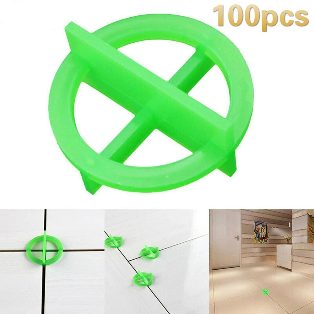 100 Pcs Green or White Cross Leveling Recyclable Plastic Tile Leveling System Base Spacer Tiles and Tiling Tiles