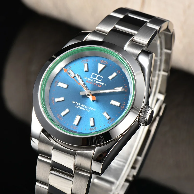 NH35 Movement Luxury Watches Men 39mm Modified By M-GAUSS Watches Customizable Logo 5Bar Waterproof Sapphire Crystal Green Glass