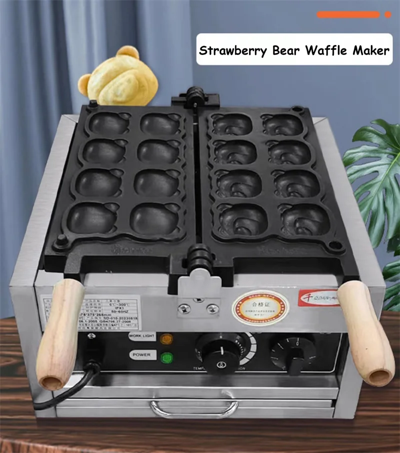 상업용 곰 모양 와플 만드는 기계, 전기 귀여운 곰 팬케이크 베이커 메이커, 들러붙지 않는 코팅