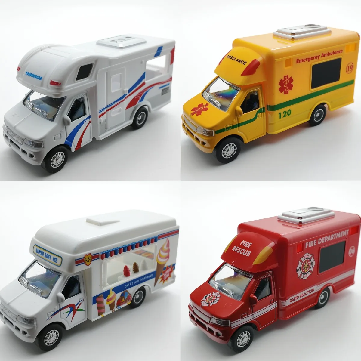 1:24 Car Toy Model Simulation Caravan Touring Car Fast Food Car Ice-cream Car Kids Toy Car Police Car Ambulance Medical Car