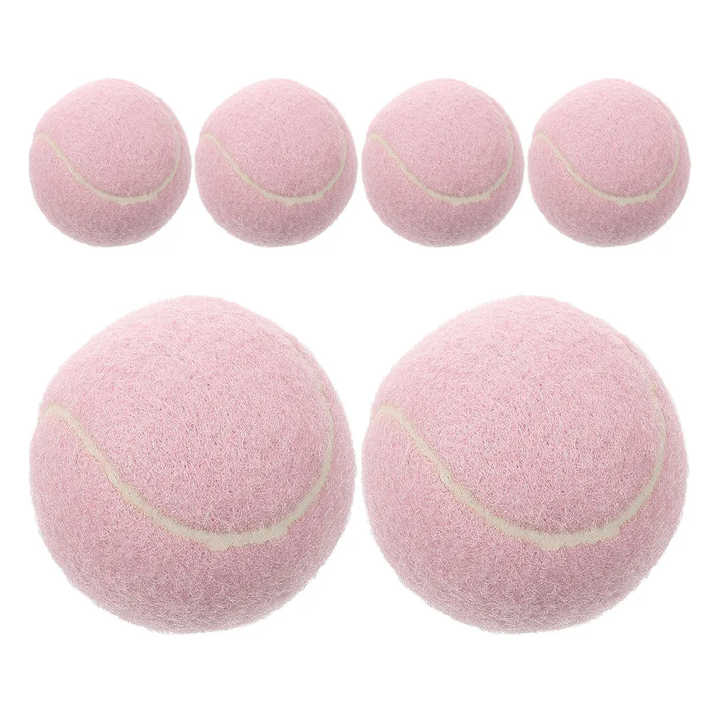 

6Pcs Pink Tennis Balls Elastic Beginner Training Soft Rubber Practice Playground Balls for Girls Youth Starter