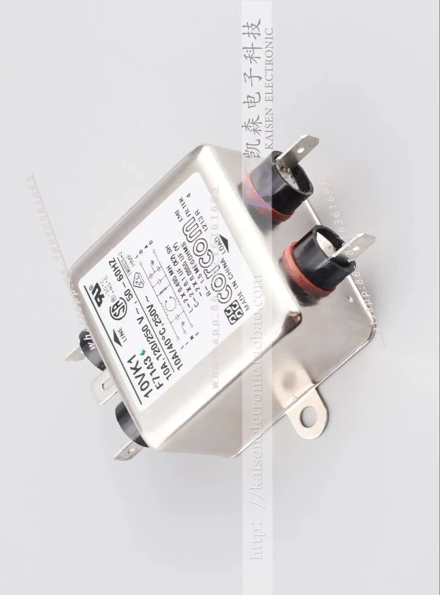 

Фильтр однофазный EMI 10A с защитой от помех Store 2055, серия K, 10VK1, F7143, 1-6609028-3, Corcom