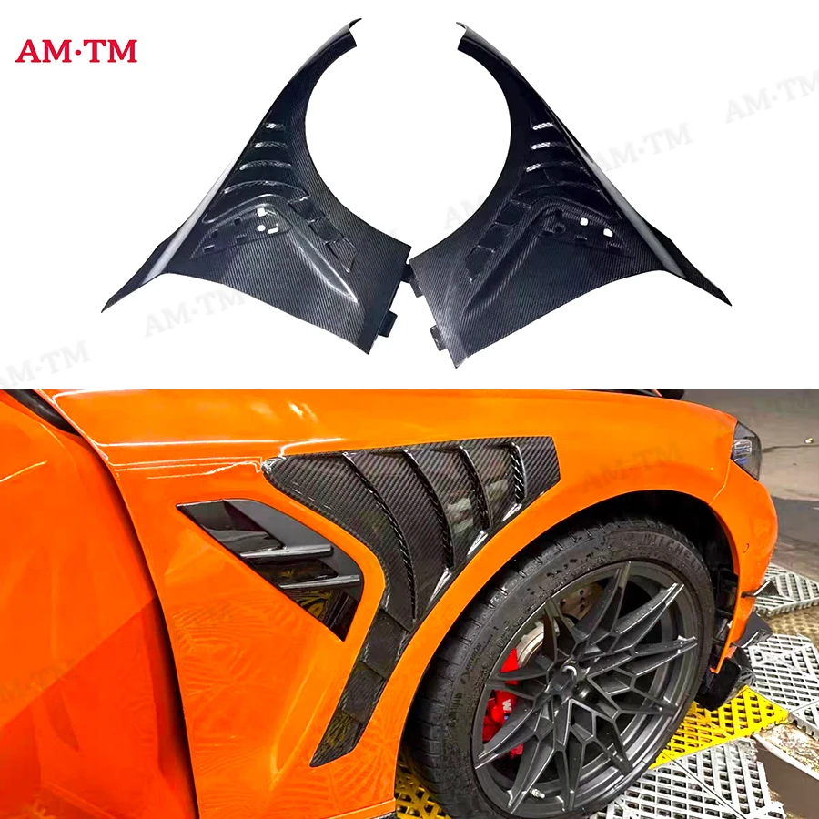 

Накладки на воздухозаборники переднего бампера из сухого карбона для BMW G80 G82 G83, элементы обвеса передних крыльев с жалюзи