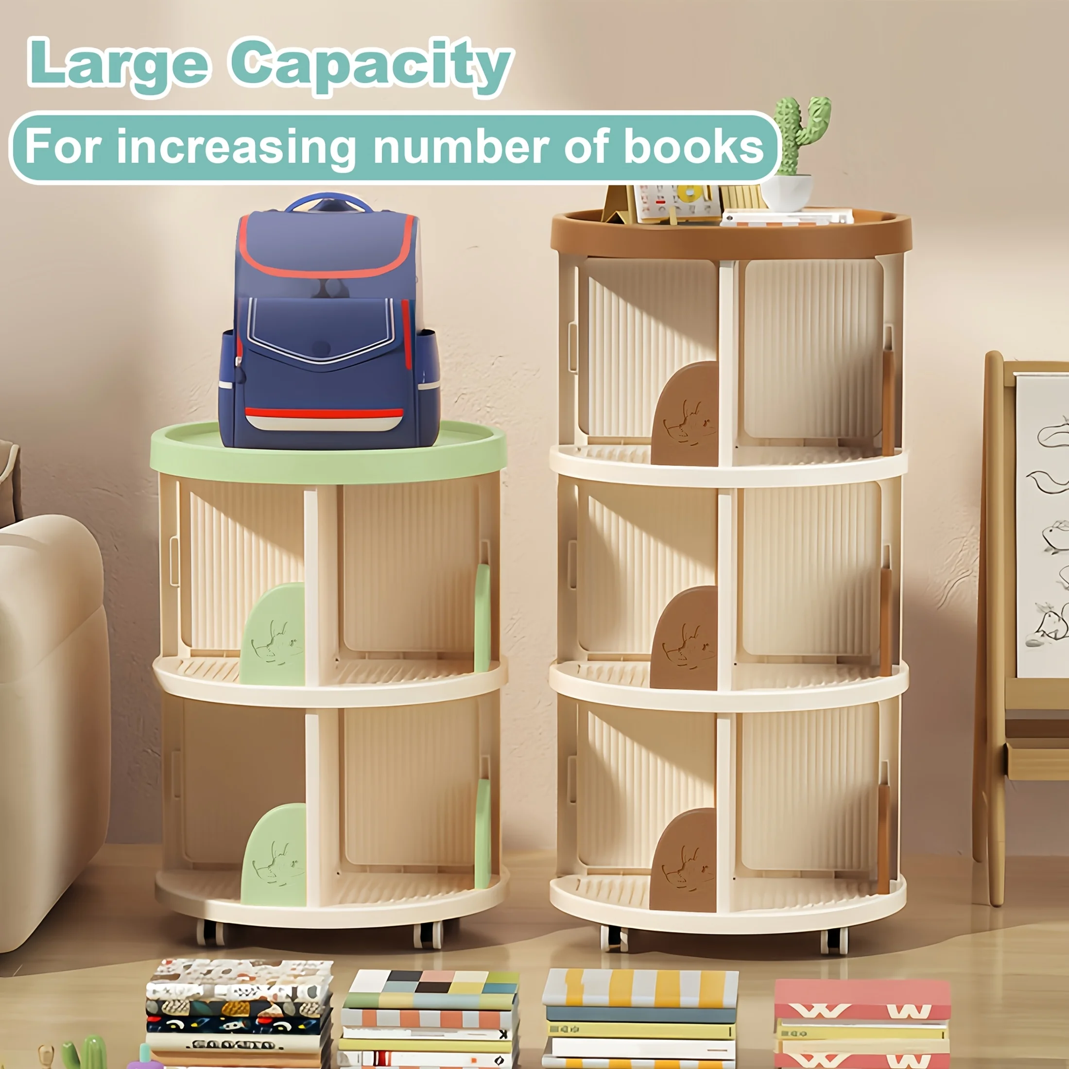Multi-Tier Rotating Bookshelf, 360° Spinning Vertical Book Tower Organizer, Tall Lazy Susan Corner Bookcase For Adults, Space-Saving Round Storage Shelf For Living Room, Office, Or Study