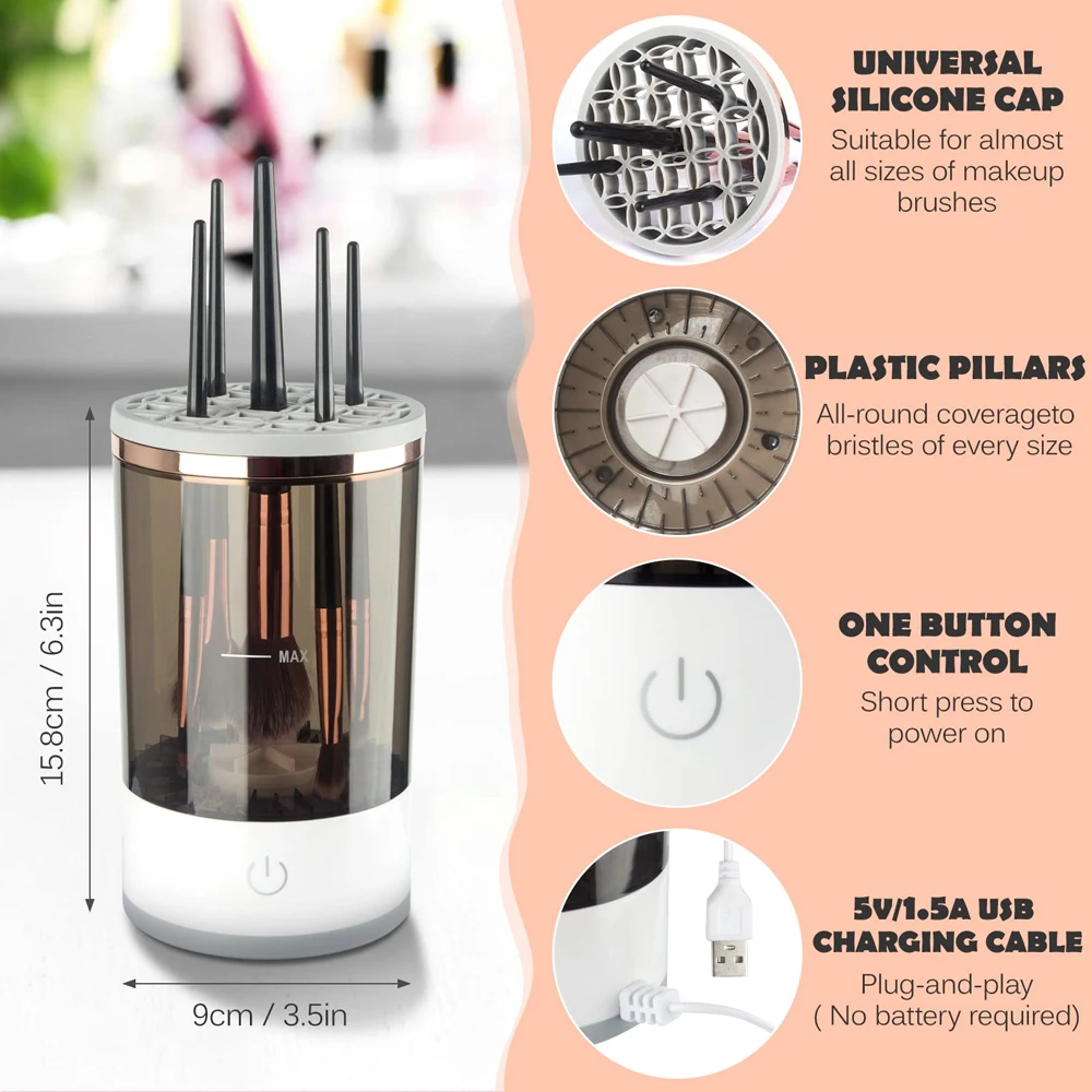 Electric Makeup Brush Cleaner Automatic Make Up Brush Cleaner Machine Cosmetic Brush Cleaner And Dryer Beauty Makeup Tools