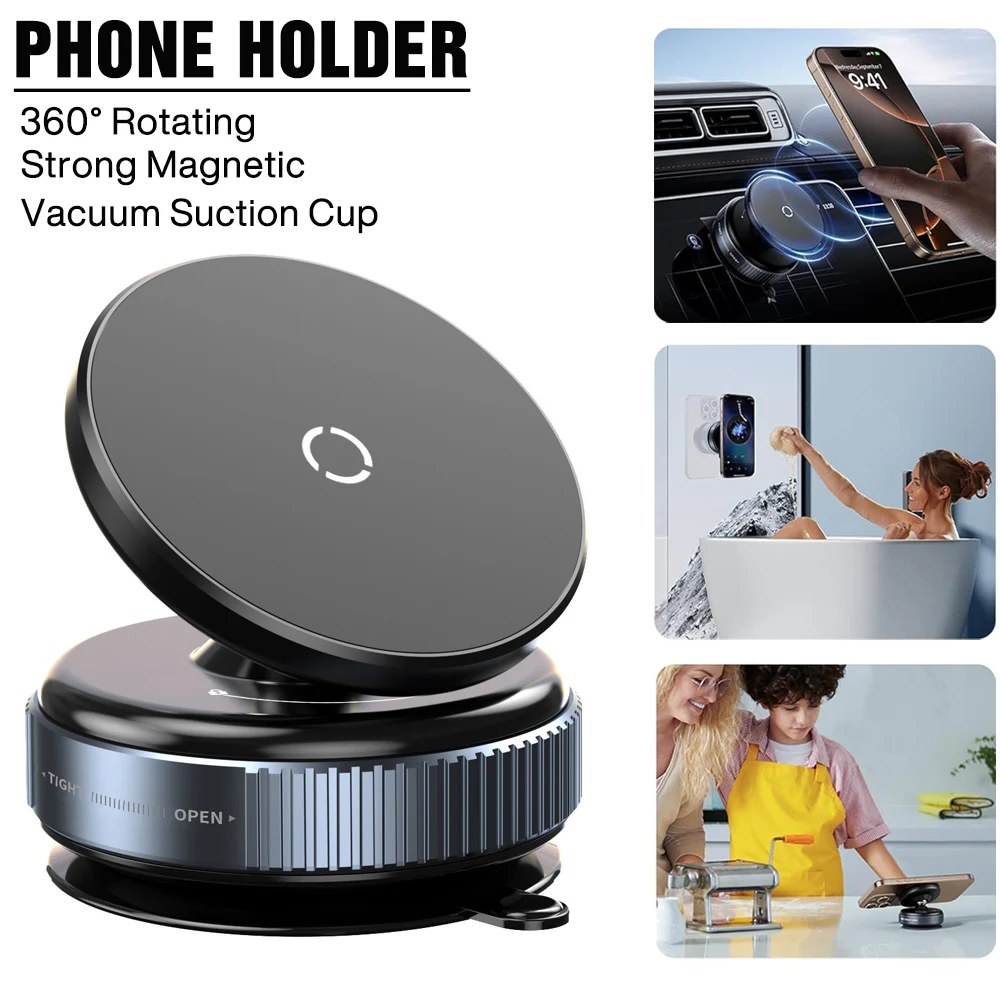 

Мини-вакуумный двухсторонний магнитный держатель на присоске, складной кухонный кронштейн для телефона для iPhone 16, 13, 15, Android-смартфона