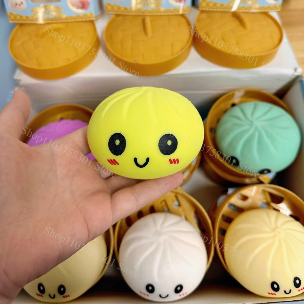 

Simulation Dumpling Stress Relief Toy - Portable Squishy TPR Squeeze Fidget Relax Toy Funny Bun Relaxing Toy for Stress Relief
