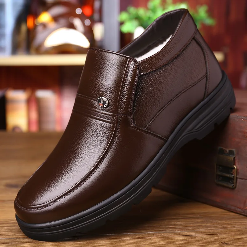 Genuine Leather Shoes Men Winter Boots Warm Cotton Shoes for Cold Winter Cow Leather Men Ankle Boots Male Footwear 452