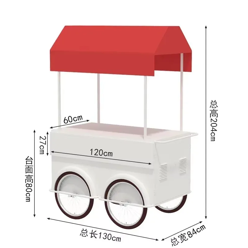 JX-21 Outdoor European Float Wrought Iron Night Market Snack Cart Movable Promotional Car Shopping Mall