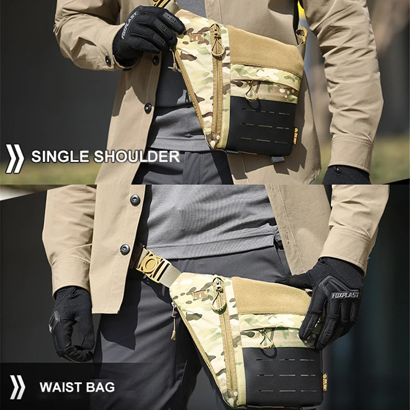 Outdoor Camouflage Tactical Shoulder Bag Nylon Wear-resistant Multifunctional Commuter Hiking Waist Bag Men Street Trend Wallet