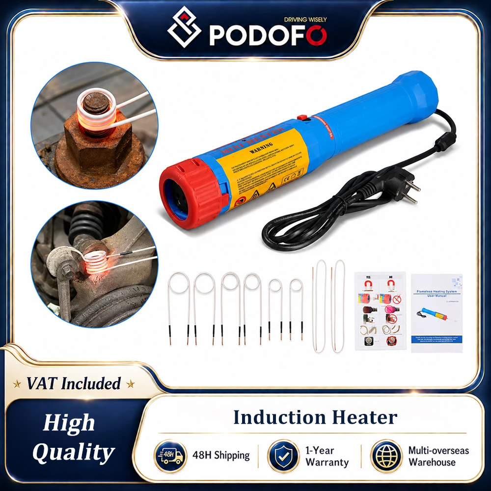 Podofo Herramienta de Calentamiento por Inducción de 1100W con 8 Bobinas, Kit de Calentador por Inducción Magnética, Calentador Portátil sin Llama para Automoción, Herramienta para Quitar Pernos y