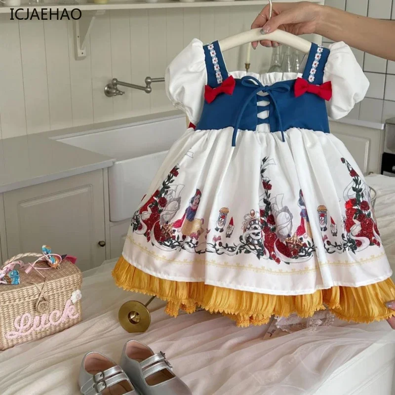 

ICJAEHAO 2024 Spanish Girl Lolita Dress Birthday Party Cute Children Ball Gown Kids Prom Vestidos Snow White Baby Summer Clothes