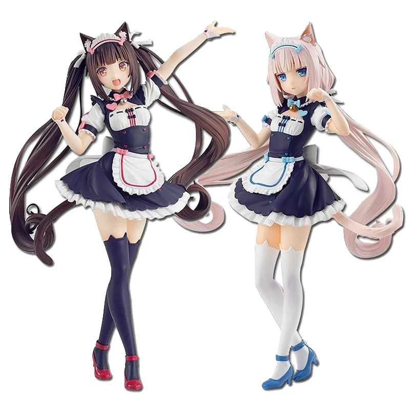 18CM Cat Maid Anime NEKOPARA Figure Chocolates Vanilla Cute Girl Standing Model PVC Static Child Toys Collectible Gift Pop Doll